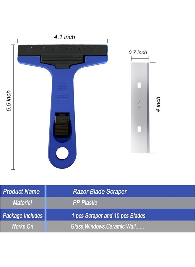 Ba Love Razor Blade Scraper, Razor Scraper Remover with 10 Extra Replacement Metal Blades, 10 Cm Scraper Tool for Adhesive, Cleaning Paint, Caulk, Sticker from Window, Decal, Glass, Tile, Floor - Image 5
